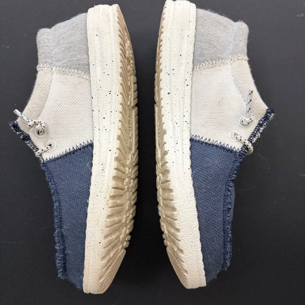 Hey Dude Kids Youth 2 Wally Tri Varsity Loafers Navy Gray 40416-410 Moccasin